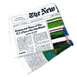 2003 New York Times Front Page Beach Towel Bench Scene Cotton